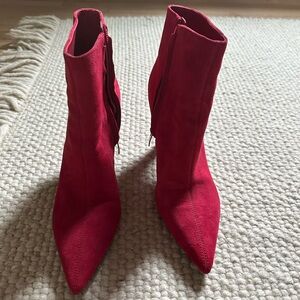 Elegant Red Women's Ankle Boots